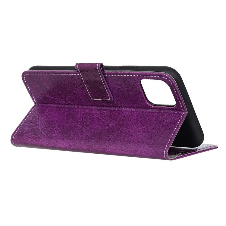 Crazy Horse Leather Wallet Stand Case for Google Pixel 4 XL - Purple-4
