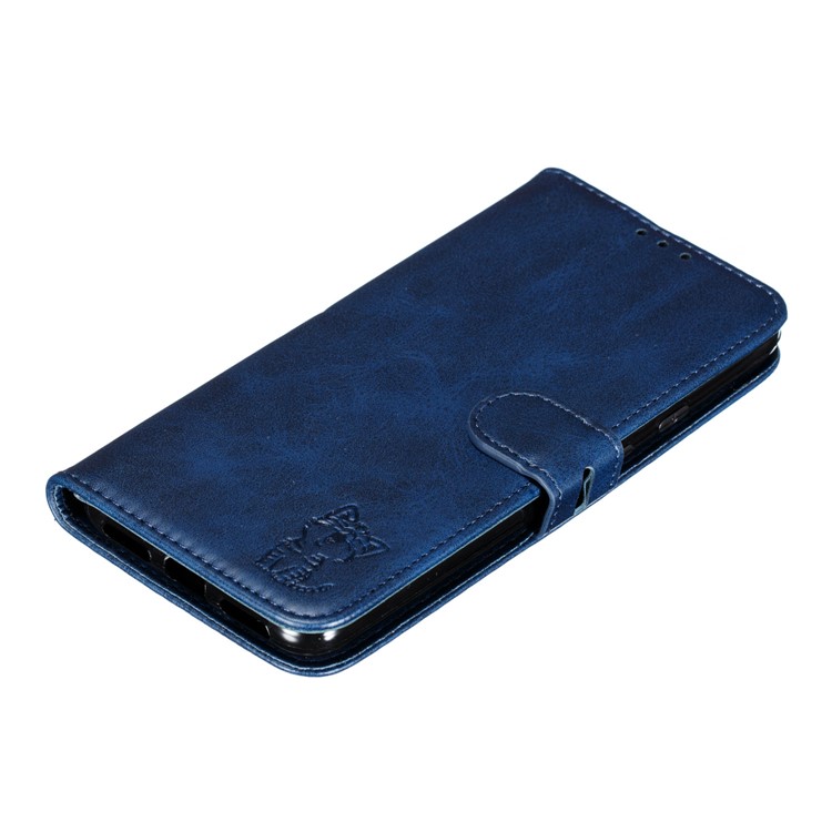 Imprinted Cat Pattern Leather Wallet Stand Case for Google Pixel 4 - Blue-7