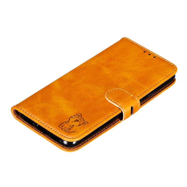 Imprinted Cat Pattern Leather Wallet Stand Case for Google Pixel 4 - Brown-7