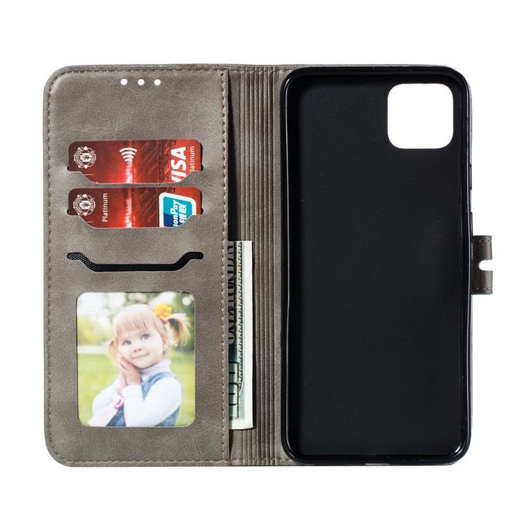 Imprinted Cat Pattern Leather Wallet Stand Case for Google Pixel 4 - Grey-4