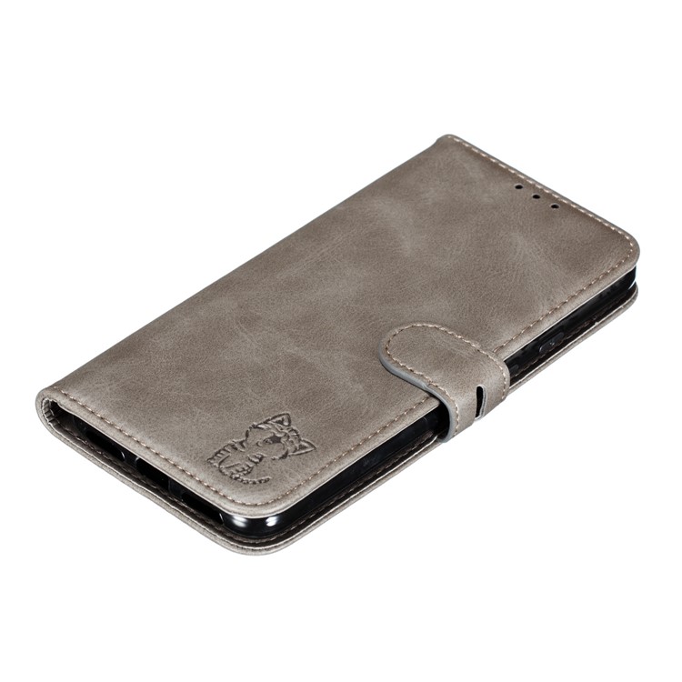 Imprinted Cat Pattern Leather Wallet Stand Case for Google Pixel 4 - Grey-7