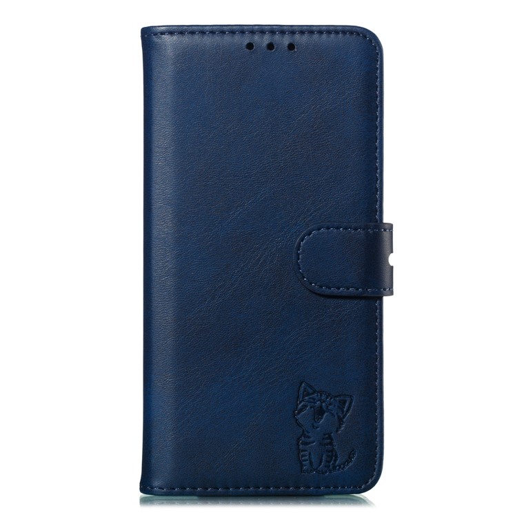 Imprinted Cat Pattern Leather Wallet Stand Case for Google Pixel 3a XL - Blue-2