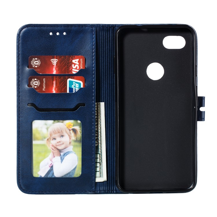 Imprinted Cat Pattern Leather Wallet Stand Case for Google Pixel 3a XL - Blue-4
