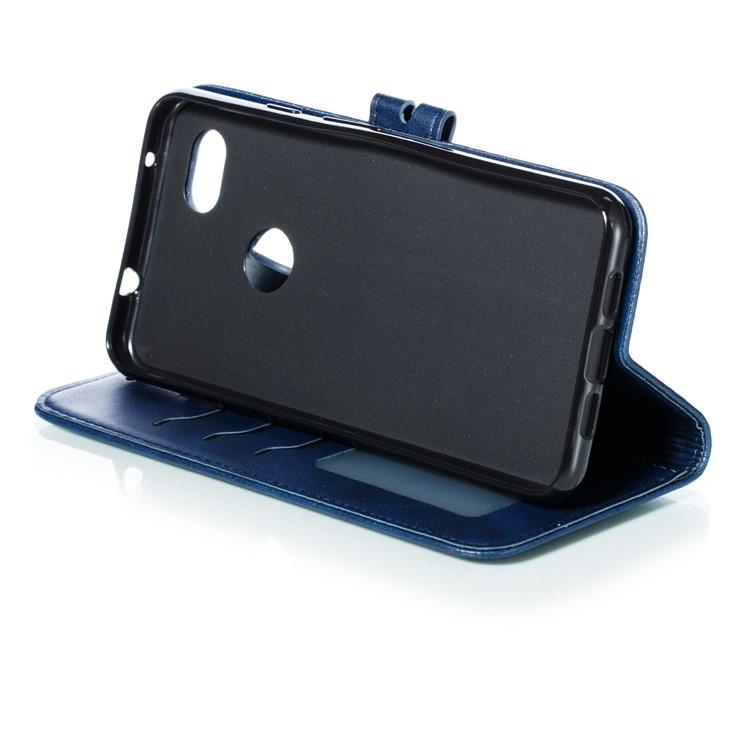 Imprinted Cat Pattern Leather Wallet Stand Case for Google Pixel 3a XL - Blue-6