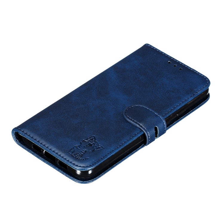 Imprinted Cat Pattern Leather Wallet Stand Case for Google Pixel 3a XL - Blue-7