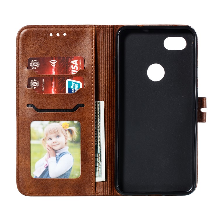 Imprinted Cat Pattern Leather Wallet Stand Case for Google Pixel 3a XL - Coffee-4