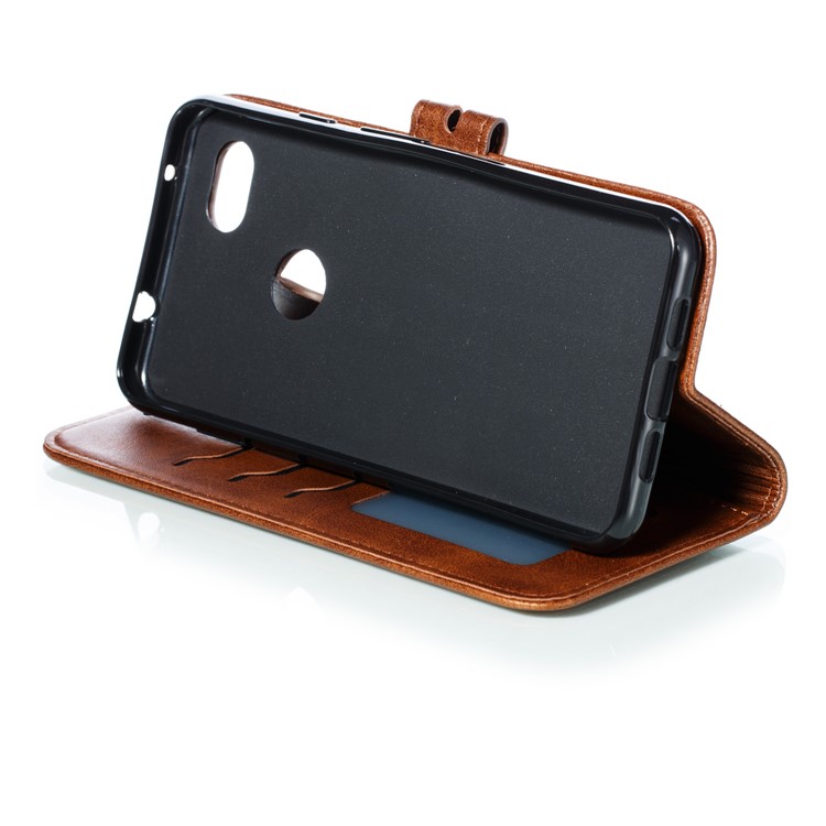 Imprinted Cat Pattern Leather Wallet Stand Case for Google Pixel 3a XL - Coffee-6