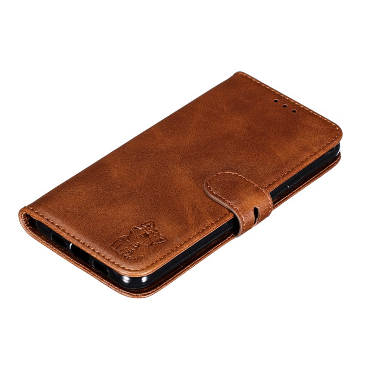 Imprinted Cat Pattern Leather Wallet Stand Case for Google Pixel 3a XL - Coffee-7