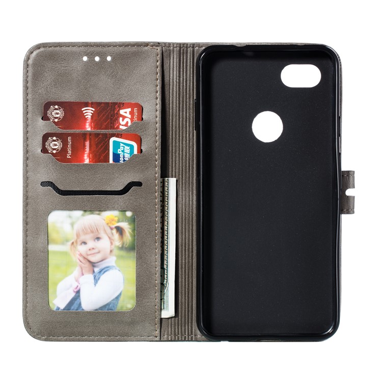 Imprinted Cat Pattern Leather Wallet Stand Case for Google Pixel 3a XL - Grey-4