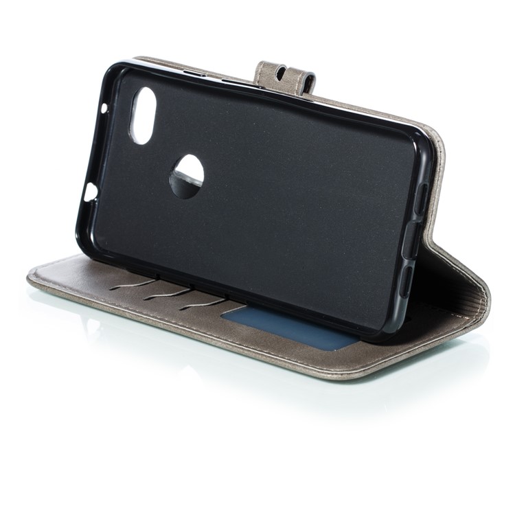Imprinted Cat Pattern Leather Wallet Stand Case for Google Pixel 3a XL - Grey-6