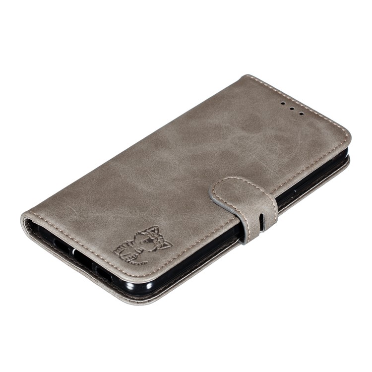 Imprinted Cat Pattern Leather Wallet Stand Case for Google Pixel 3a XL - Grey-7