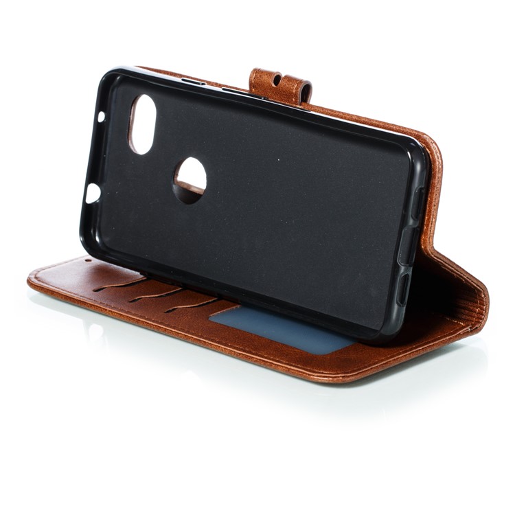 Imprinted Cat Pattern Wallet Leather Stand Case for Google Pixel 3a - Coffee-6
