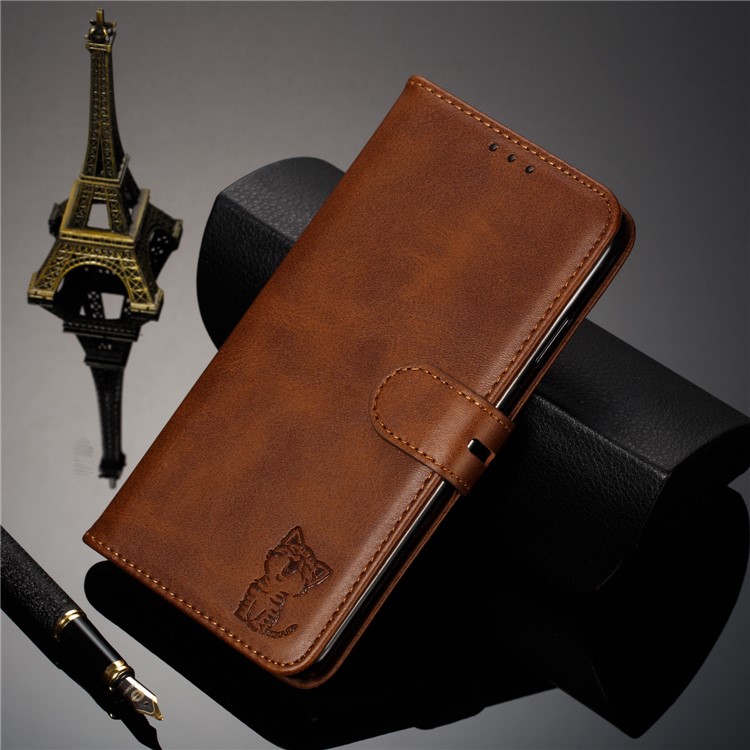 Imprinted Cat Pattern Wallet Leather Stand Case for Google Pixel 3a - Coffee-9