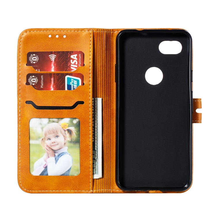 Imprinted Cat Pattern Wallet Leather Stand Case for Google Pixel 3a - Brown-4