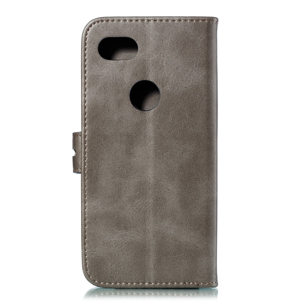 Étui de Support en Cuir de Portefeuille de Motif de Chat Imprimé Pour Google Pixel 3a - Gris-3