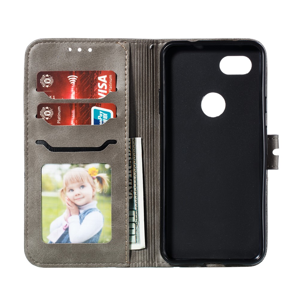 Imprinted Cat Pattern Wallet Leather Stand Case for Google Pixel 3a - Grey-4
