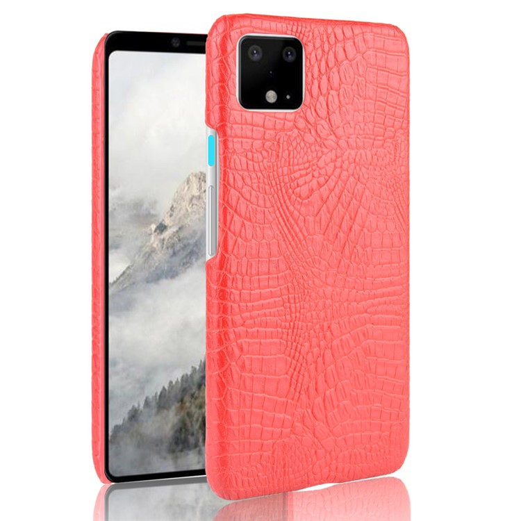 Coquille De Téléphone En Simili Cuir PU Texturé Crocodile Pour Google Pixel 4 XL - Rouge-1