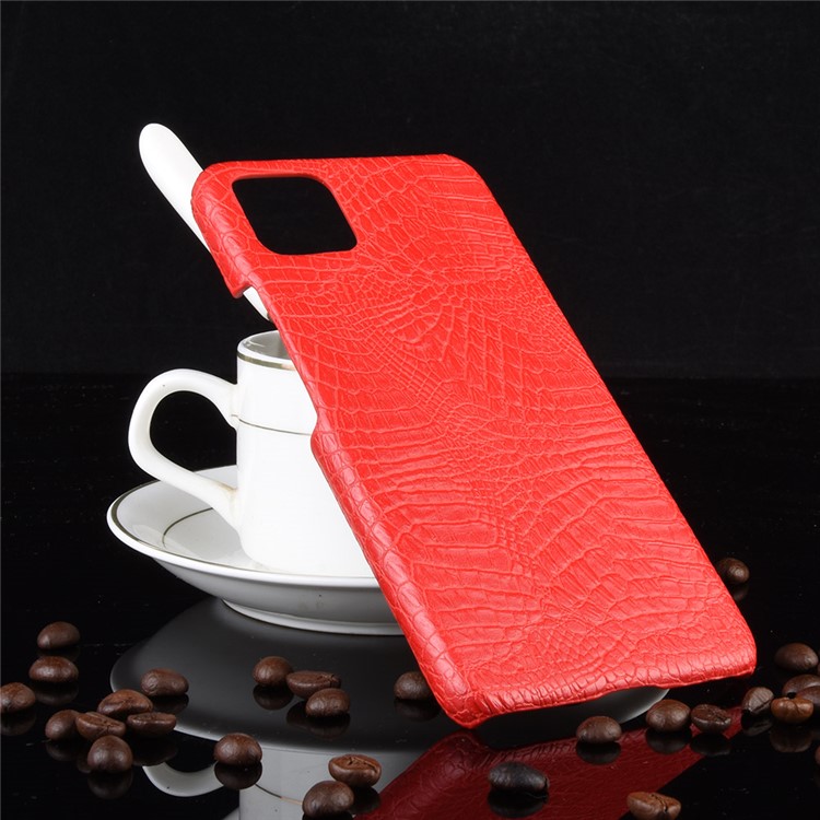 Coquille De Téléphone En Simili Cuir PU Texturé Crocodile Pour Google Pixel 4 XL - Rouge-5
