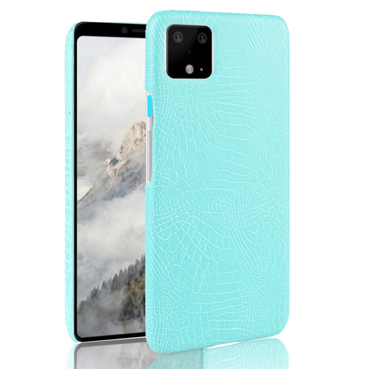 Crocodile Texture PU Leather Phone Shell Case for Google Pixel 4 XL - Cyan-1