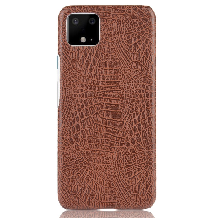 Krokodilbeschaffenheit PU-lederner Telefonoberteilfall Für Google Pixel 4 XL - Braun-3