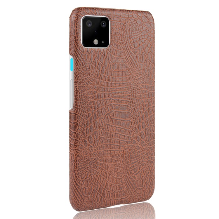 Krokodilbeschaffenheit PU-lederner Telefonoberteilfall Für Google Pixel 4 XL - Braun-4