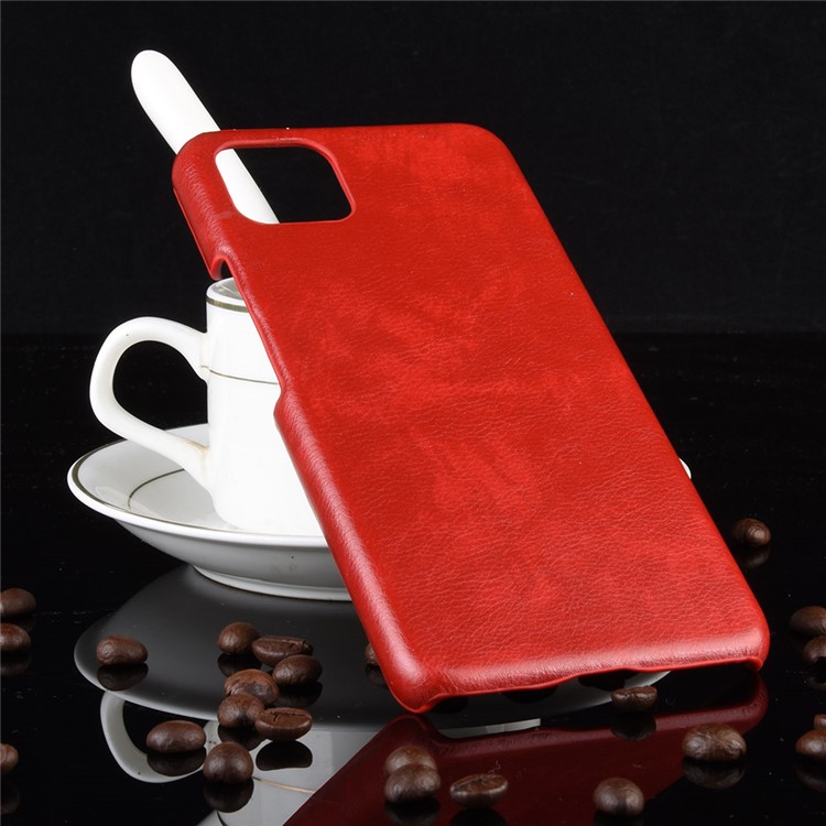 Litchi Texture PU Leather Coated PC Phone Shell Case for Google Pixel 4 XL - Red-6
