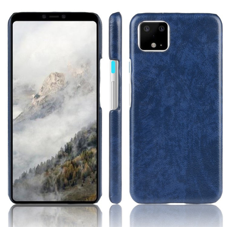 Litchi Texture PU Leather Coated PC Phone Shell Case for Google Pixel 4 XL - Blue-1