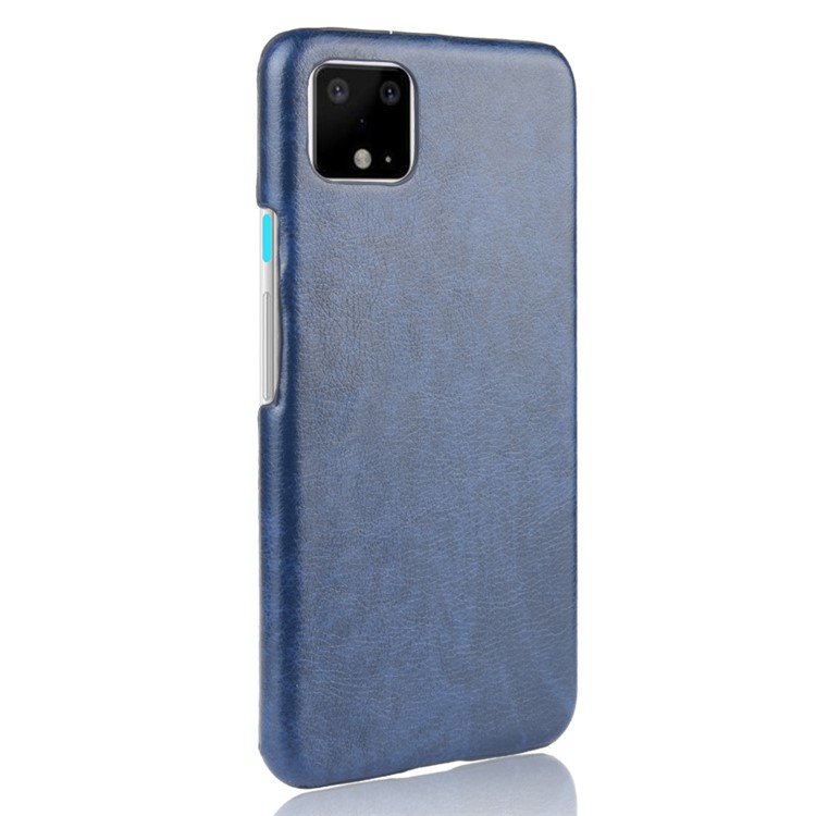 Litchi Texture PU Leather Coated PC Phone Shell Case for Google Pixel 4 XL - Blue-4