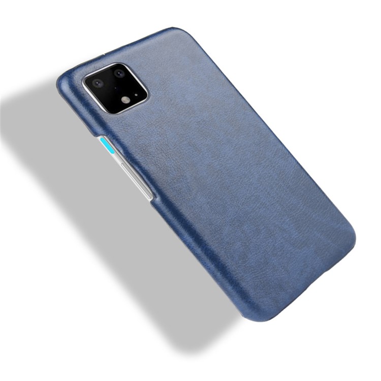Litchi Texture PU Leather Coated PC Phone Shell Case for Google Pixel 4 XL - Blue-5