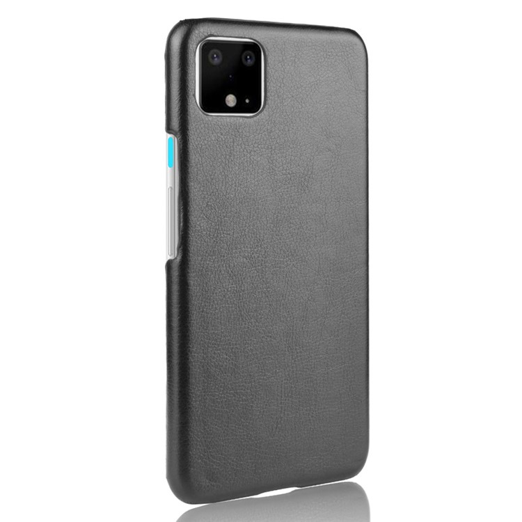 Litchi Skin Leather Coated Hard PC Shell Case for Google Pixel 4 - Black-3