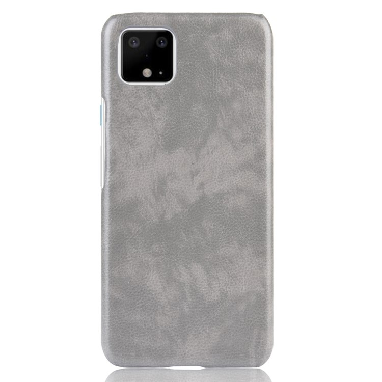 Litchi Skin Leather Coated Hard PC Shell Case for Google Pixel 4 - Grey-3