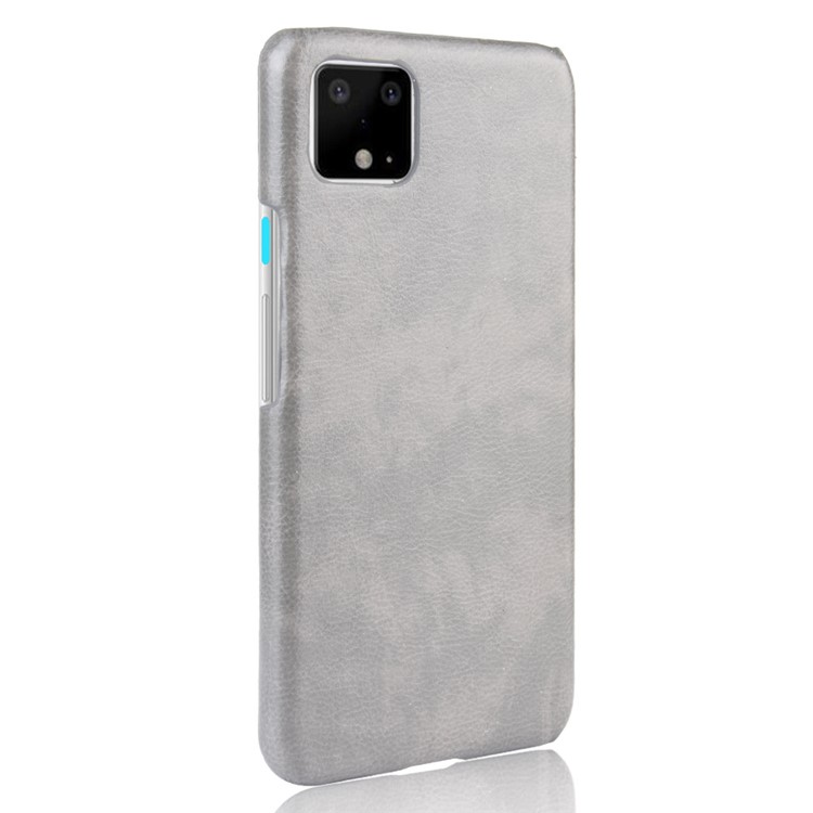 Litchi Skin Leather Coated Hard PC Shell Case for Google Pixel 4 - Grey-4