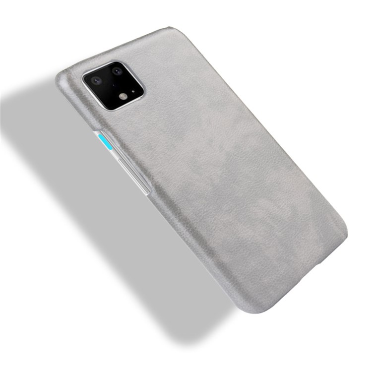 Litchi Skin Leather Coated Hard PC Shell Case for Google Pixel 4 - Grey-5