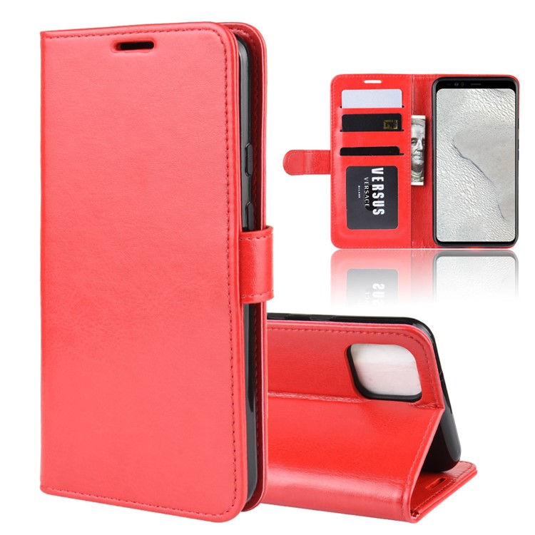 Crazy Horse Wallet Leather Stand Cell Phone Cover Case for Google Pixel 4 XL - Red-2