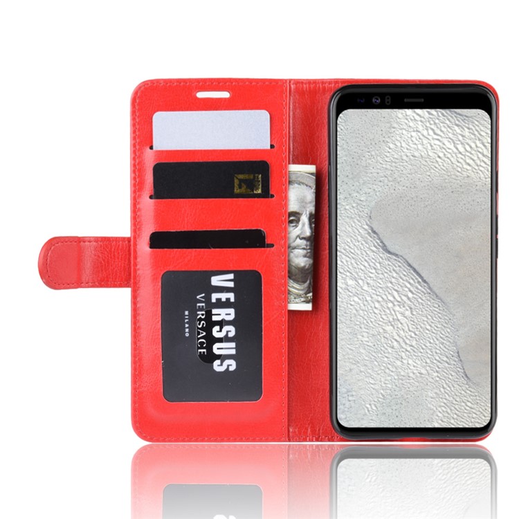 Crazy Horse Wallet Leather Stand Cell Phone Cover Case for Google Pixel 4 XL - Red-6