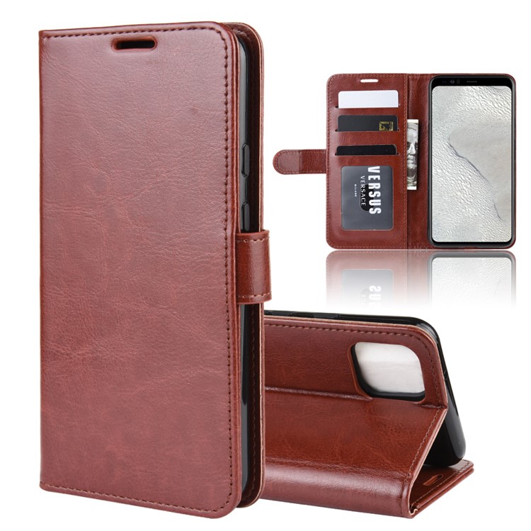 Crazy Horse Wallet Leather Stand Cell Phone Cover Case for Google Pixel 4 XL - Brown-2