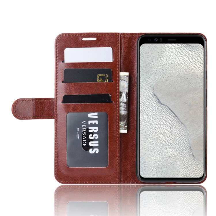 Crazy Horse Wallet Leather Stand Cell Phone Cover Case for Google Pixel 4 XL - Brown-6