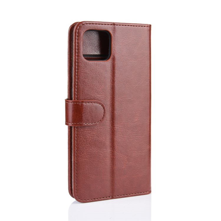 Crazy Horse Wallet Leather Stand Cell Phone Cover Case for Google Pixel 4 XL - Brown-8