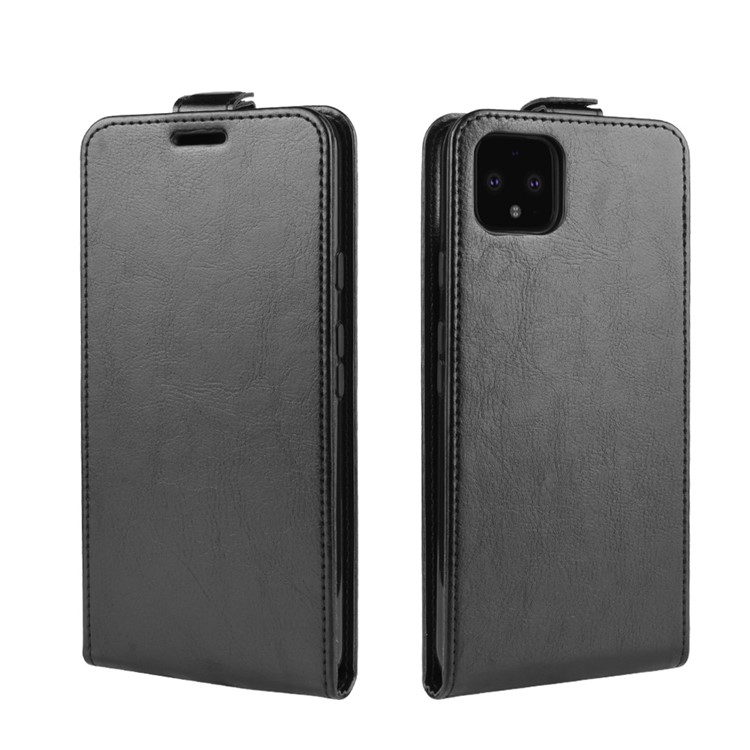 Funda Protectora De Piel De Tirón Vertical Estilo Caballo Loco Para Google Pixel 4 XL - Negro-4