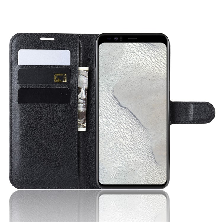 Litchi Skin Wallet Leather Stand Cell Phone Shell Case for Google Pixel 4 XL - Black-5
