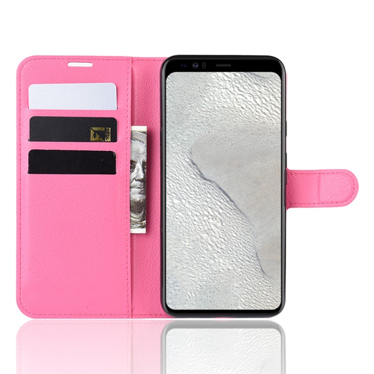 Litchi Skin Wallet Leather Stand Cell Phone Shell Case for Google Pixel 4 XL - Rose-4
