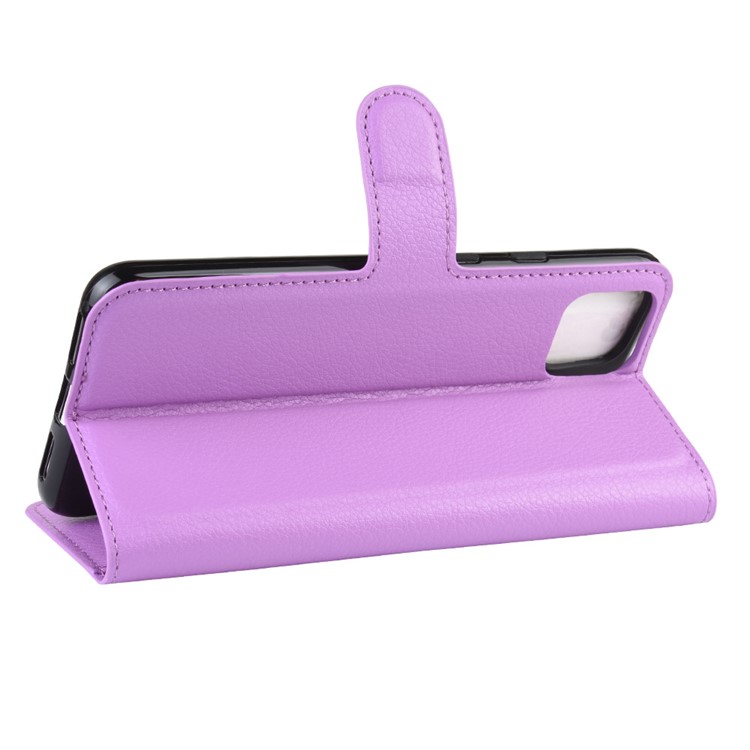 Litchi Skin Wallet Leather Stand Cell Phone Shell Case for Google Pixel 4 XL - Purple-5