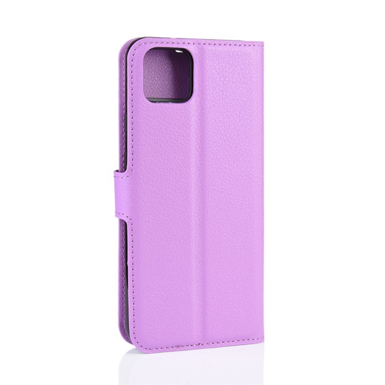 Litchi Skin Wallet Leather Stand Cell Phone Shell Case for Google Pixel 4 XL - Purple-6