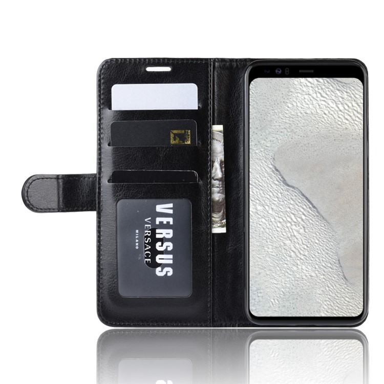 Crazy Horse Style PU Leather Stand Wallet Flip Phone Cover Shell for Google Pixel 4 - Black-6