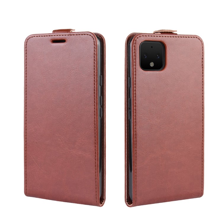 Vertical Flip Crazy Horse Style Leather Phone Shell for Google Pixel 4 - Brown-4