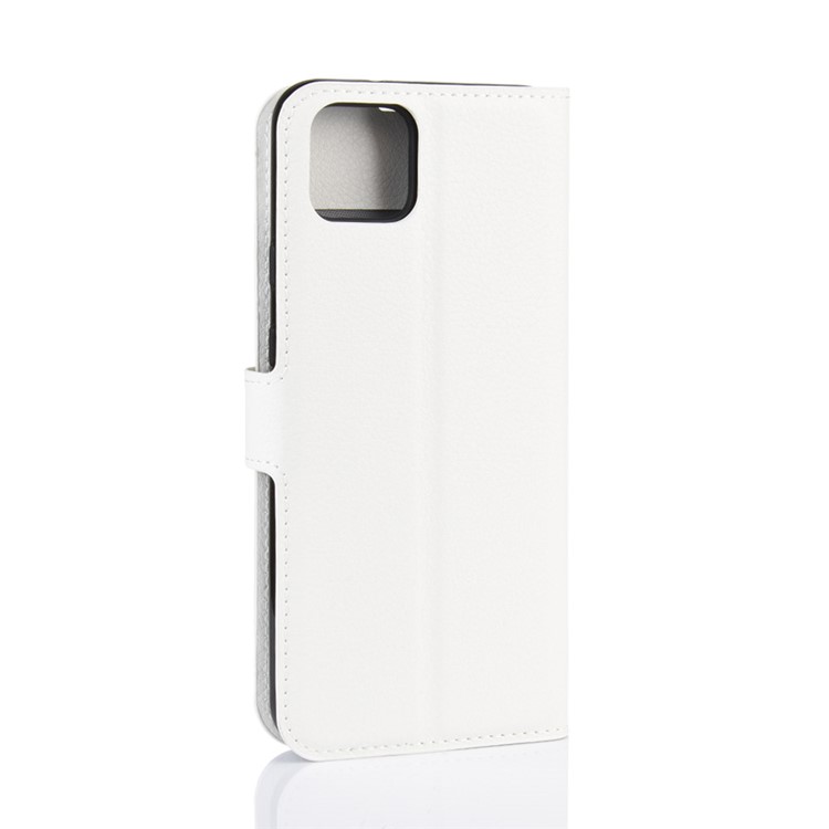 Litchi Skin Wallet Leather Stand Phone Shell Case for Google Pixel 4 - White-5