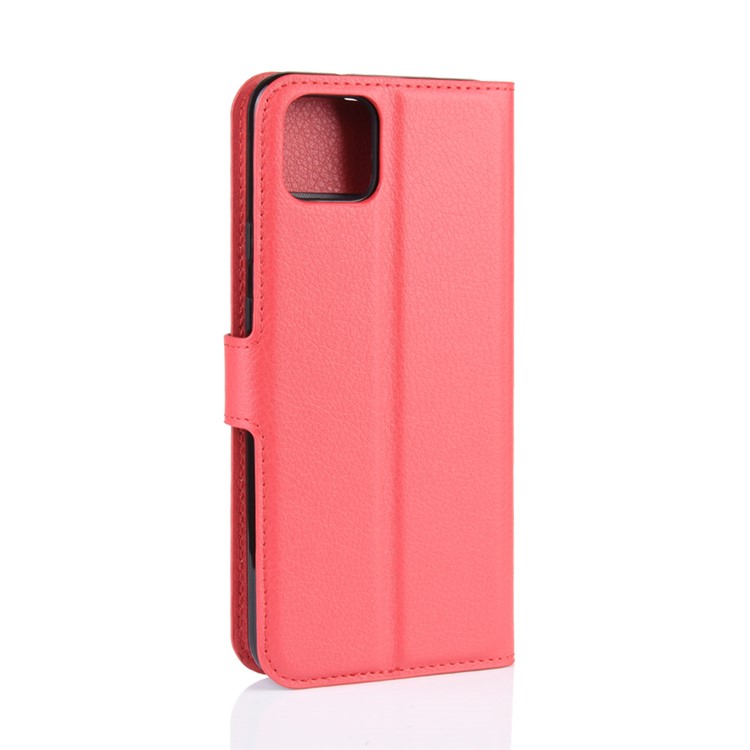 Litchi Skin Wallet Leather Stand Phone Shell Case for Google Pixel 4 - Red-6