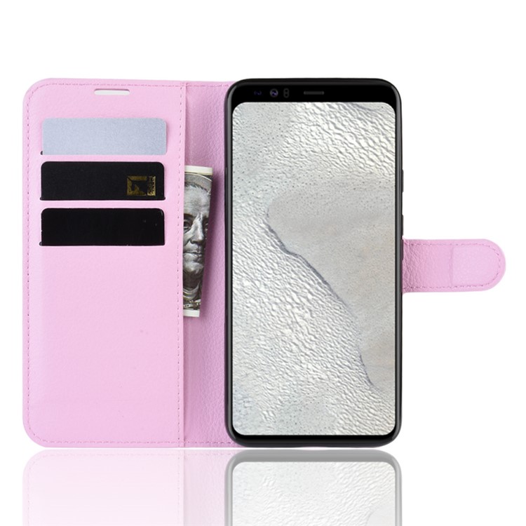 Litchi Skin Wallet Leather Stand Phone Shell Case for Google Pixel 4 - Pink-4