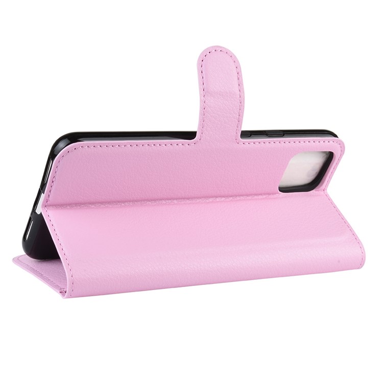 Litchi Skin Wallet Leather Stand Phone Shell Case for Google Pixel 4 - Pink-5