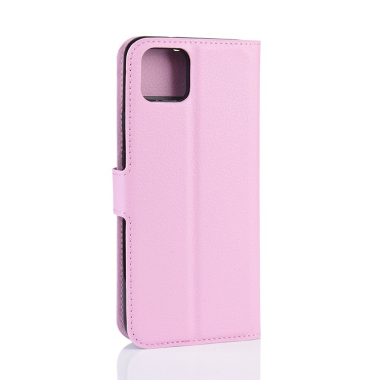 Litchi Skin Wallet Leather Stand Phone Shell Case for Google Pixel 4 - Pink-6